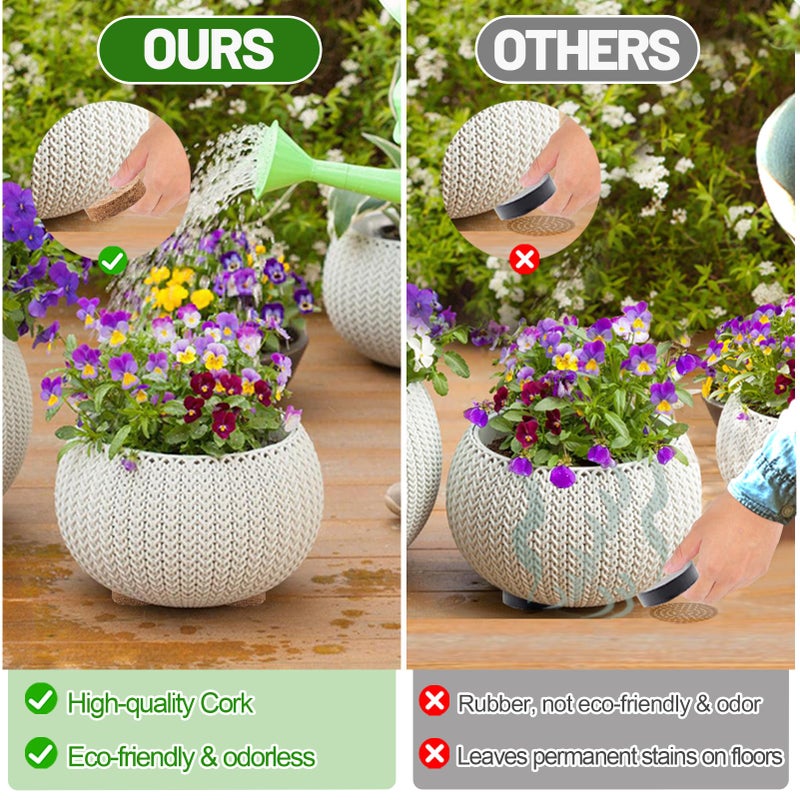 Biubee 60Pcs Invisible Pot Feet with Non-Slip Surface- Sturdy Cork Plant Riser Pot Feet for Outdoor Planter Drainage  Solid Corkwood Planter Pot Lifter for Outdoor Plants Garden Pots  2"" Dia - Image 3